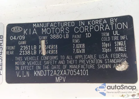 2010 Kia Soul +/!/Sport from USA, damaged, VIN KNDJT2A2XA7054101